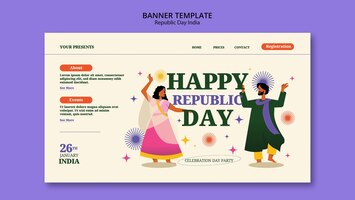 Platte ontwerpsjabloon voor de dag van de indische republiek