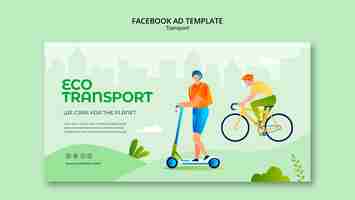 Gratis PSD platte ontwerpsjabloon voor ecotransport