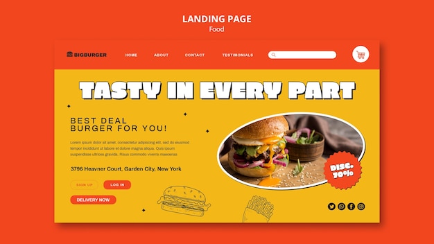 Gratis PSD platte ontwerpsjabloon voor eten