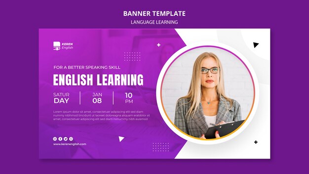 Platte ontwerpsjabloon voor het leren van talen