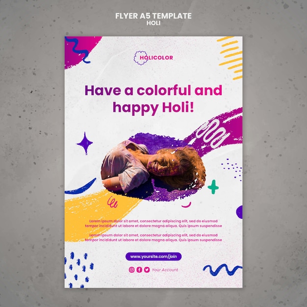 Gratis PSD platte ontwerpsjabloon voor holifestival