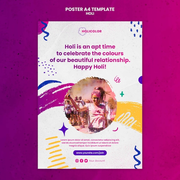 Gratis PSD platte ontwerpsjabloon voor holifestival