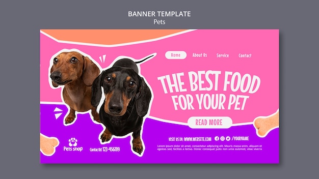 Gratis PSD platte ontwerpsjabloon voor huisdieren