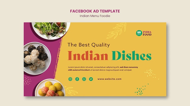 Gratis PSD platte ontwerpsjabloon voor indiaas eten