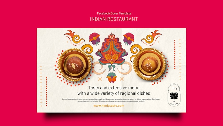 Gratis PSD platte ontwerpsjabloon voor indiaas restaurant