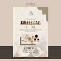 Gratis PSD platte ontwerpsjabloon voor internationale koffiedag