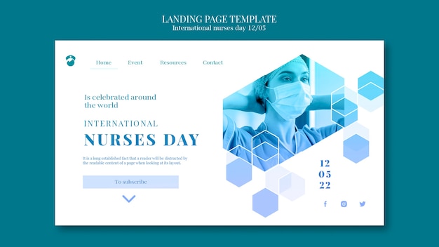 Gratis PSD platte ontwerpsjabloon voor internationale verpleegstersdag