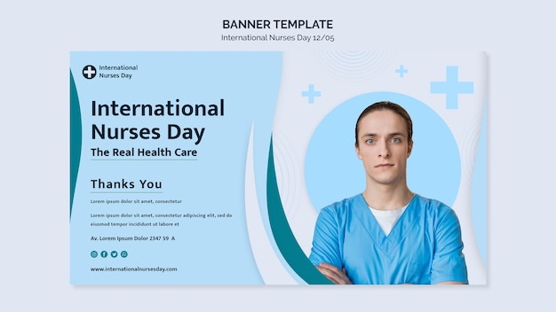 Gratis PSD platte ontwerpsjabloon voor internationale verpleegstersdag