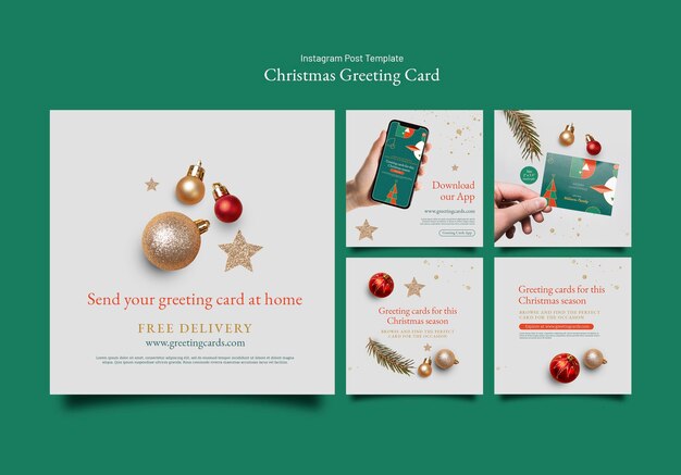 Gratis PSD platte ontwerpsjabloon voor kerstgroeten