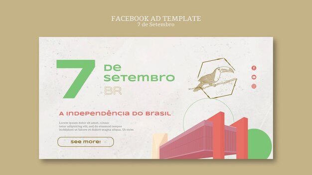 Gratis PSD platte ontwerpsjabloon voor onafhankelijkheidsdag van brazilië