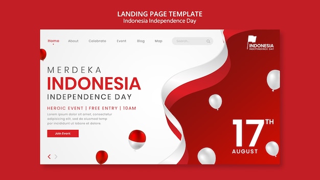 Gratis PSD platte ontwerpsjabloon voor onafhankelijkheidsdag van indonesië