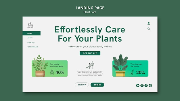 Gratis PSD platte ontwerpsjabloon voor plantenverzorging