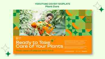 Gratis PSD platte ontwerpsjabloon voor plantenverzorging