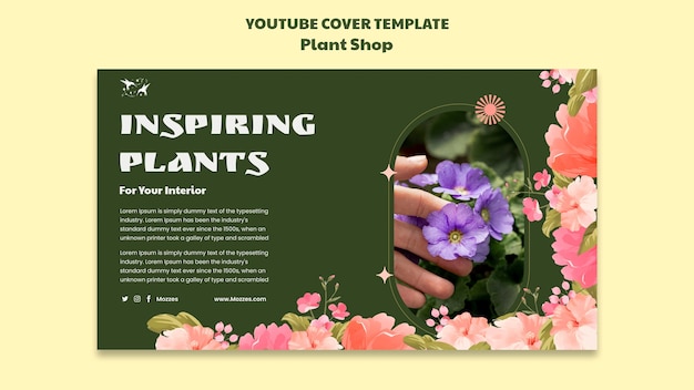 Gratis PSD platte ontwerpsjabloon voor plantenverzorging