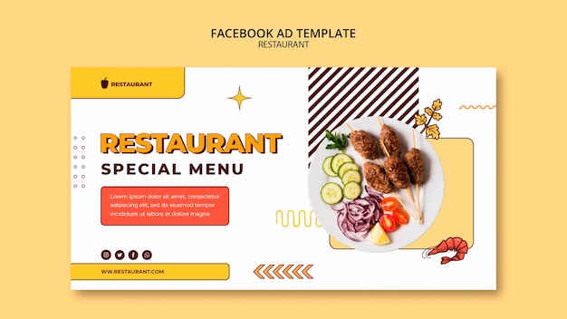 Gratis PSD platte ontwerpsjabloon voor restaurants