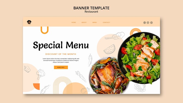 Gratis PSD platte ontwerpsjabloon voor restaurants