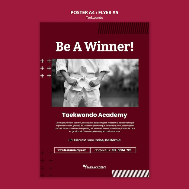 Gratis PSD platte taekwondo-ontwerpsjabloon