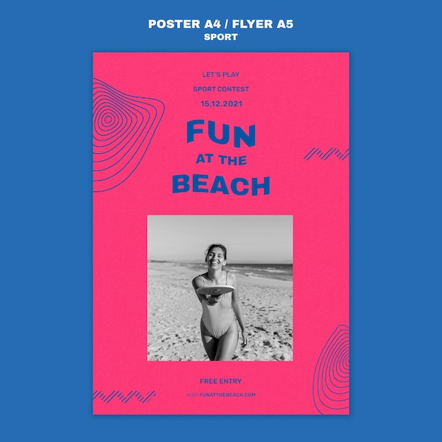 Plezier op het strand poster sjabloon