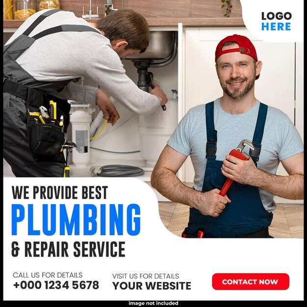 Plumbing service flyer social media post web banner sjabloon ontwerp
