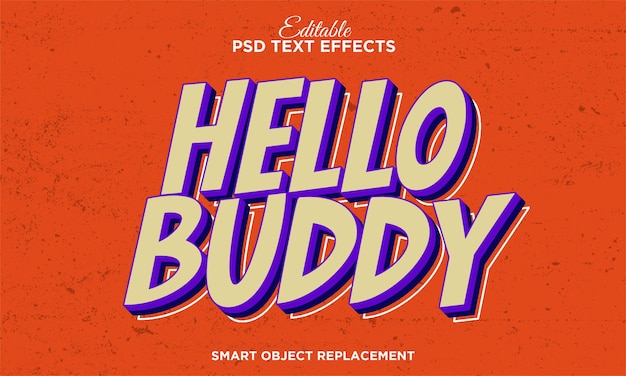 Po arte retro efecto de texto psd con fondo retro