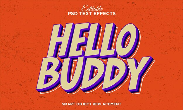 Po arte retro efecto de texto psd con fondo retro