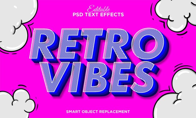 Po arte retro efecto de texto psd con fondo retro