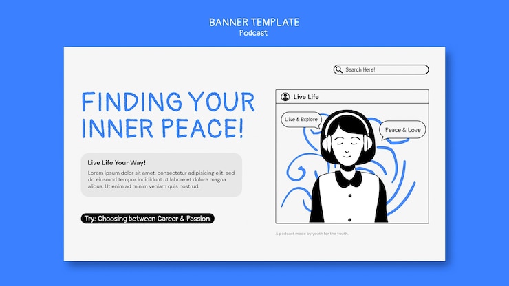 PSD Gratis podcast horizontal banner