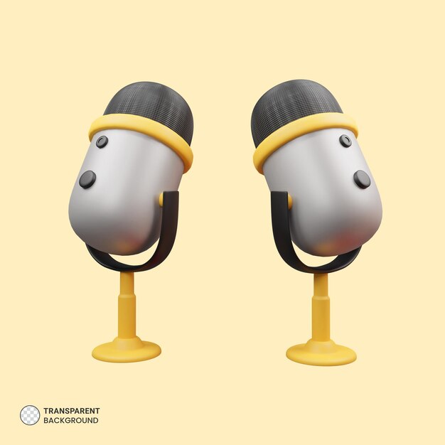 Podcast microfono a condensatore icona isolato rendering 3d illustrazione