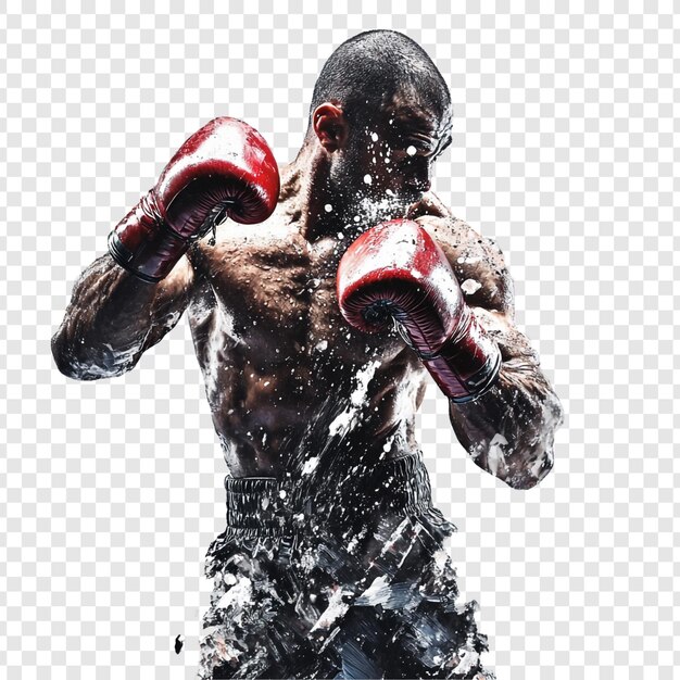 Poderoso boxeador, feroz puñetazo, determinación y determinación