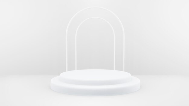 Podio en composición blanca abstracta para presentación de producto 3d render 3d ilustración