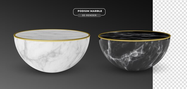 Podio de mármol 3d renderizado realista con fondo transparente