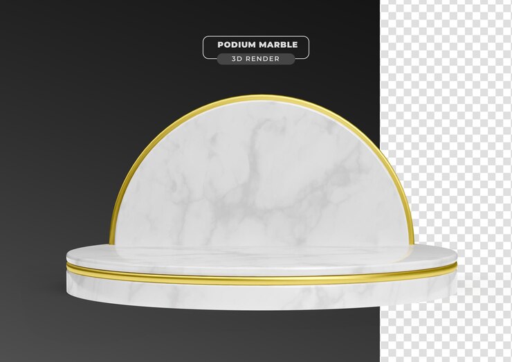 PSD gratuito podio de mármol 3d renderizado realista con fondo transparente