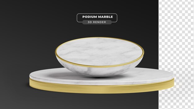Podio de mármol 3d renderizado realista con fondo transparente