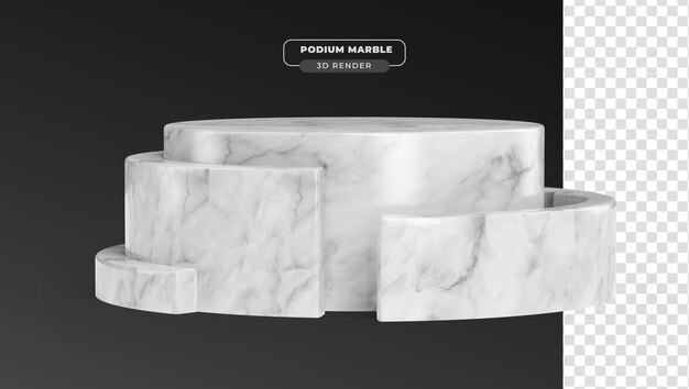 Podio de mármol 3d renderizado realista con fondo transparente
