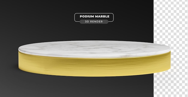 Podio de mármol 3d renderizado realista con fondo transparente
