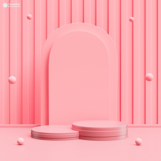 Podio rosa para presentación de producto 3d render