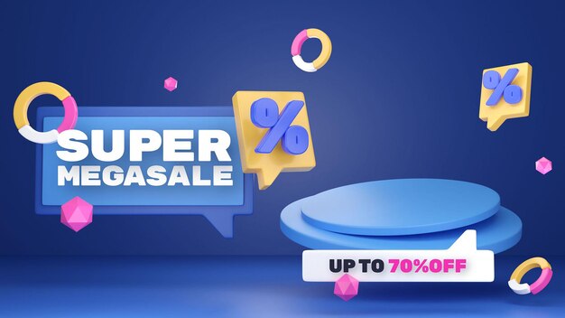 Podio de venta de descuento colorido