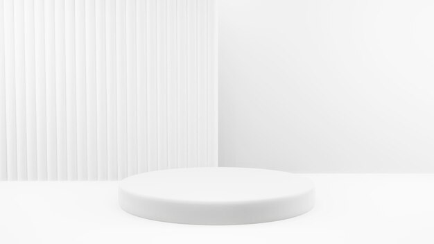 Podium en composición blanca abstracta para la presentación del producto Ilustración 3D de renderización 3D