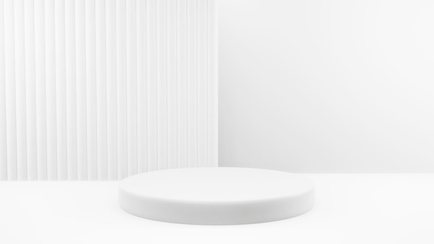 Podium en composición blanca abstracta para la presentación del producto Ilustración 3D de renderización 3D