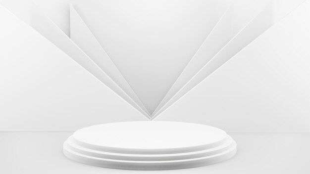 Podium en composición blanca abstracta para la presentación del producto Ilustración 3D de renderización 3D