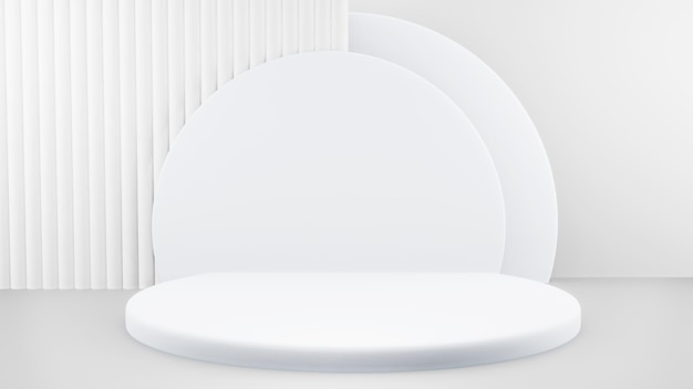 Podium en composición blanca abstracta para la presentación del producto Ilustración 3D de renderización 3D