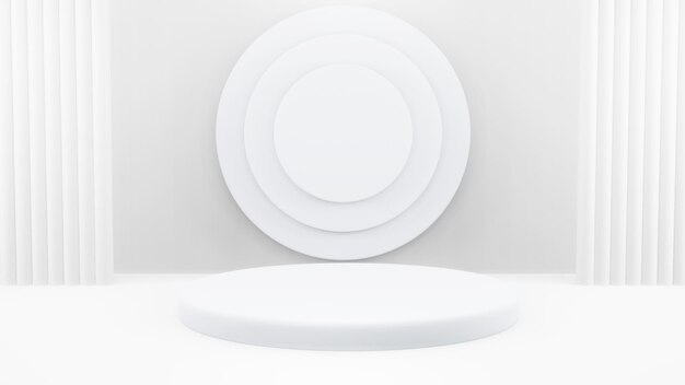 Podium in abstracte witte compositie voor productpresentatie 3d render 3d illustratie
