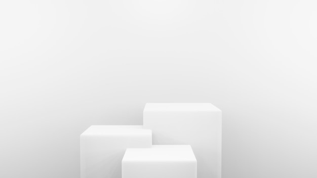 Podium in abstracte witte compositie voor productpresentatie 3d render 3d illustratie