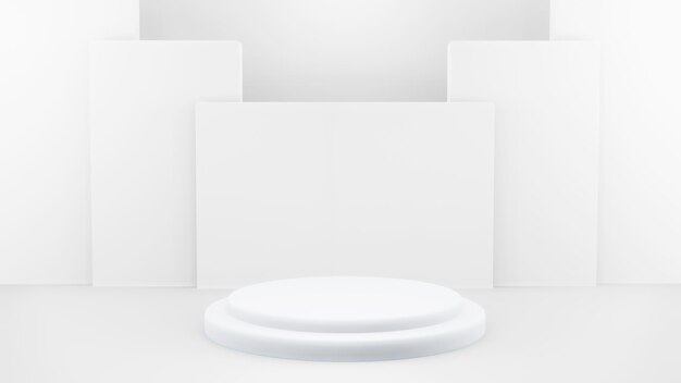 Podium in abstracte witte compositie voor productpresentatie 3d render 3d illustratie