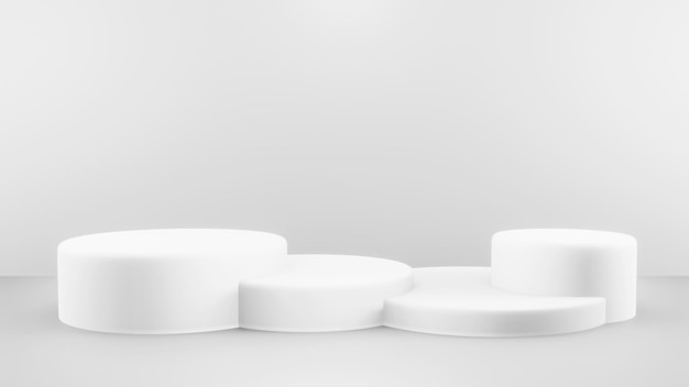 Podium in abstracte witte compositie voor productpresentatie 3d render 3d illustratie