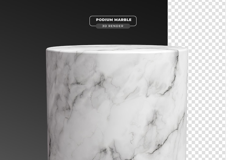 Podium in marmo rendering realistico 3D con sfondo trasparente