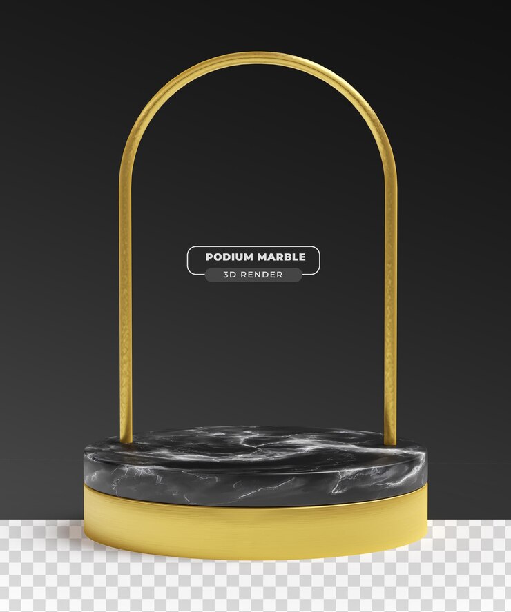 Podium in marmo rendering realistico 3D con sfondo trasparente