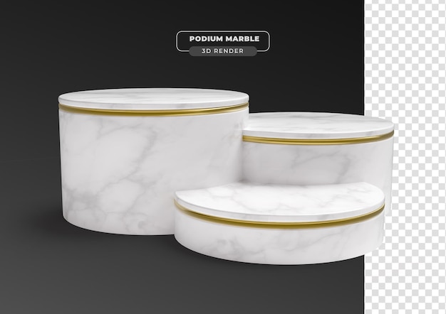 Podium de mármol 3d renderizado realista con fondo transparente