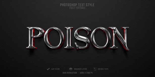 Poison 3d-tekststijleffectsjabloon premium psd