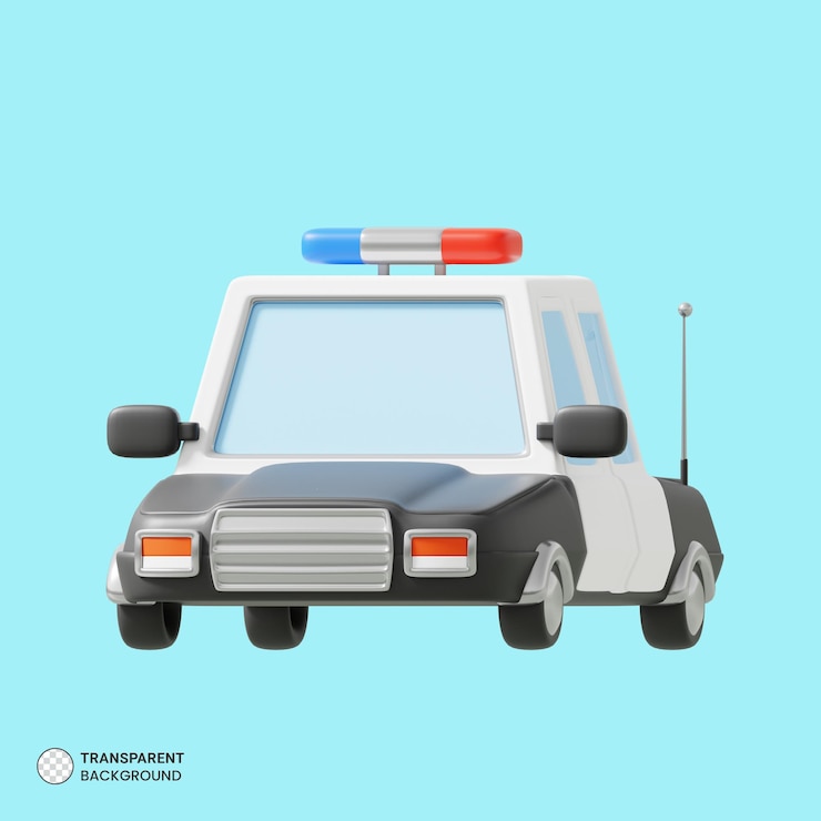 PSD Gratis police car icon isolated 3d render illustration
